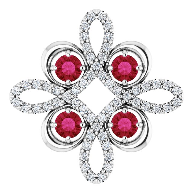 Platinum Natural Ruby & 1/6 CTW Natural Diamond Clover Pendant